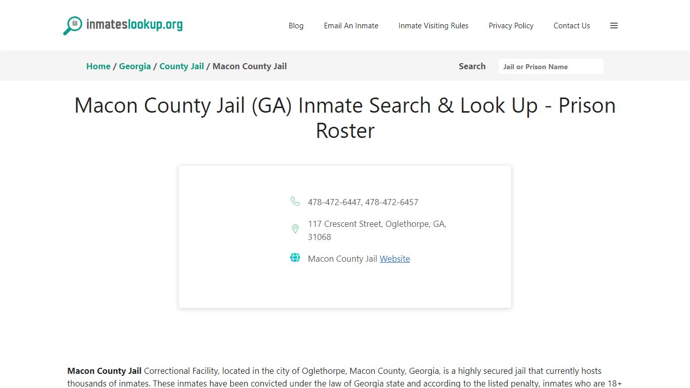 Macon County Jail (GA) Inmate Search & Look Up - Prison Roster